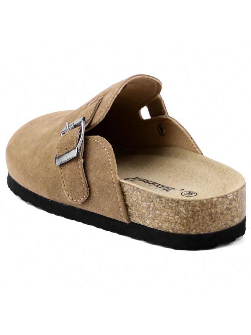 Boston Clogs for Girls Boys Kids Suede Leather Mules Clogs Indoor Outdoor Slip-on Kids Shoes Toddler Slippers with Arch Support
