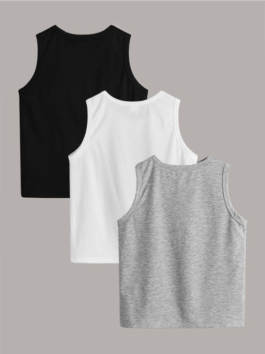SHEIN Teen Boys' Casual Comfortable Solid Color Tank Top