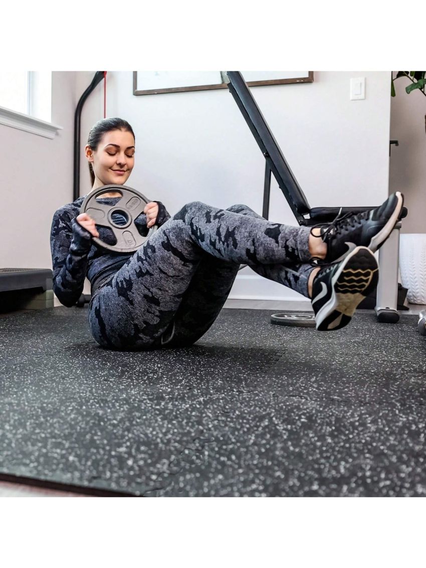 SUPERJARE 0.56“ Thick Exercise Equipment Mats, 12 Tiles EVA Foam Mats with Rubber Top