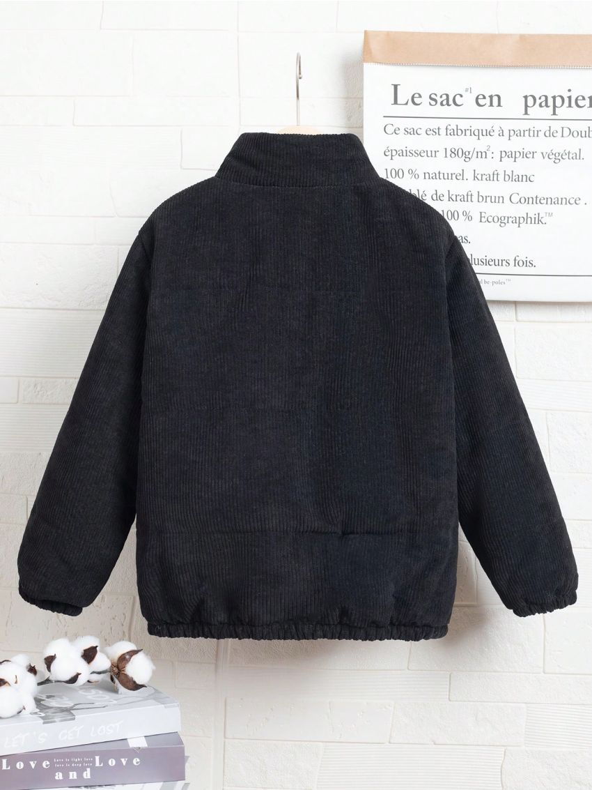 SHEIN Tween Boy Plaid Lined Zip Up Corduroy Winter Coat