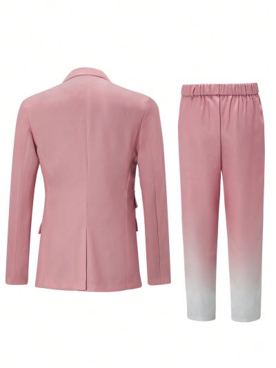 Men's Lapel Long Sleeve Suit Jacket And Pants Set