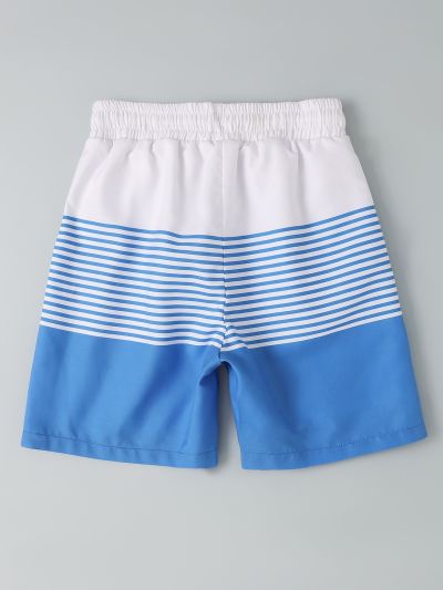 Boys Striped Drawstring Waist Swim Shorts