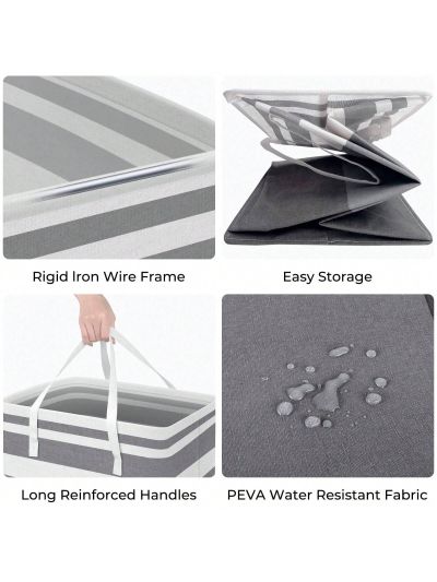 HomeHacks 1-Pack Large Laundry Basket, Waterproof, Freestanding Laundry Hamper, Collapsible Tall Clothes Hamper with Extended Handles for Clothes Toys in the Dorm and Family Gradient Grey