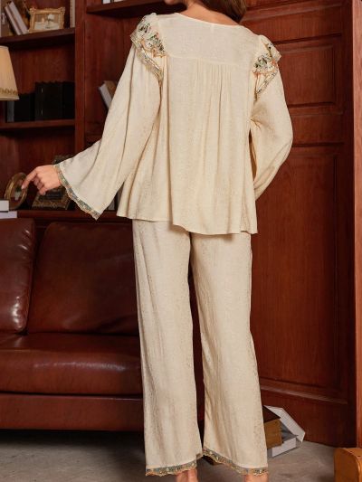 Maternity Ruffle Edge Decoration Long Sleeve Pajamas