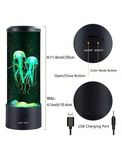 Jellyfish Lava Lamp with 16 Color Changing, Electric Jellyfish Lava Lamp for Adults, Kids, Jellyfish Tank Table Lamp, Color Changing Jellyfish Aquarium, Home Decor and Room Mood Light Attached