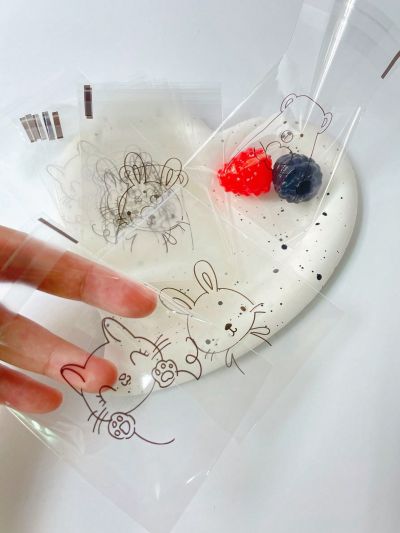 100pcs Small Gift Transparent Packaging Bag, Cute Cat, Bear, Rabbit Printed Opp Self-sealing Bag, Candy Gift Decorating Bag