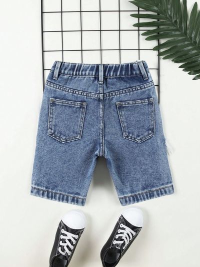 Young Boys' Elastic Waist Ripped Denim Shorts