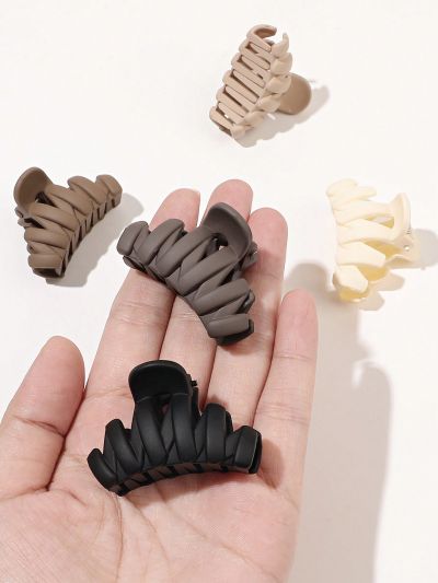 5pcs/set 4cm Coffee Matte Wave Hair Claw Clips