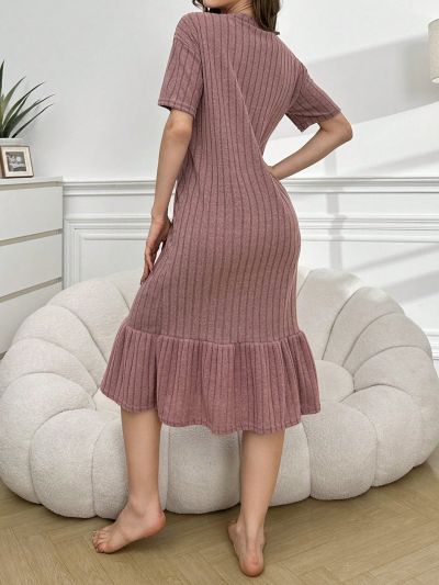 Women's Short Sleeve V-Neck Sleep Dress
