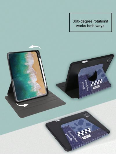 1pc Tpu Case With Rotatable Stand, Built-in Pencil Holder And Magnetic Suction Function For Ipad