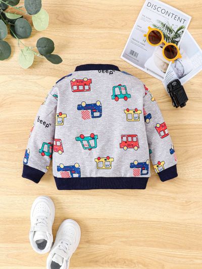 Baby Boy Cartoon Car Casual Sporty Hoodie