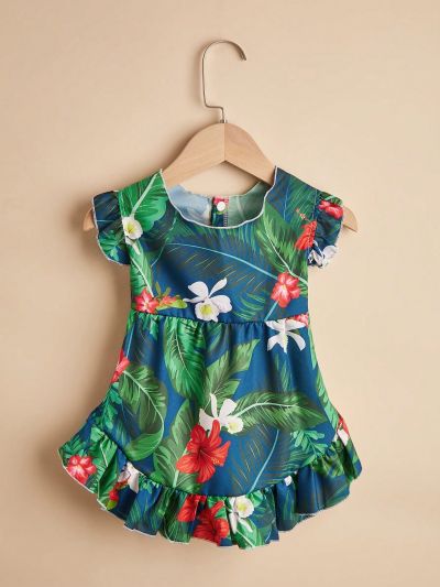 PETSIN 1pc Palm Leaf Patterned Pet Dress For Both Cats And Dogs, Beach Vacation Style