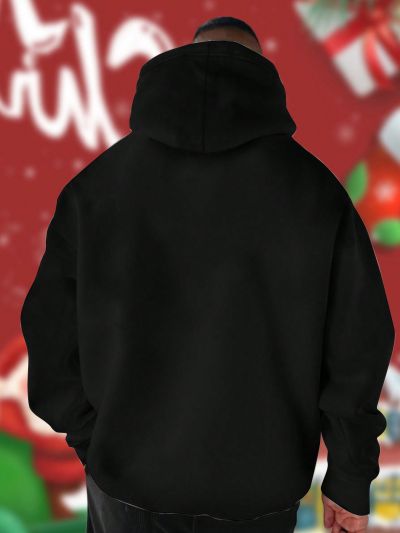 Men's Loose Fit Merry Christmas Printed Hoodie