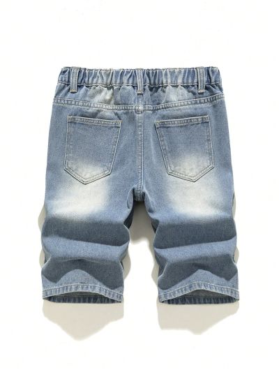 Boys' Light Washed Ripped Denim Shorts, Tween