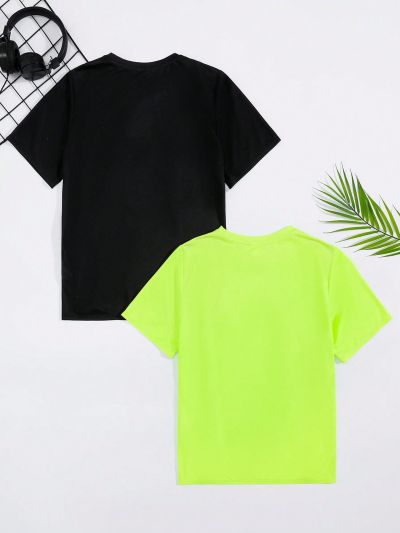 SHEIN Teen Boy Casual Color Block Round Neck Pullover Knitted Sportswear 2 Colors 1pc Each Set