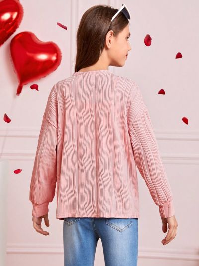 SHEIN Tween Girls Solid Color Casual Jacket