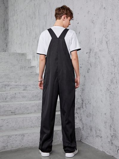 Boys' Bib Overall Jumpsuit In Checked Pattern For Teenagers
