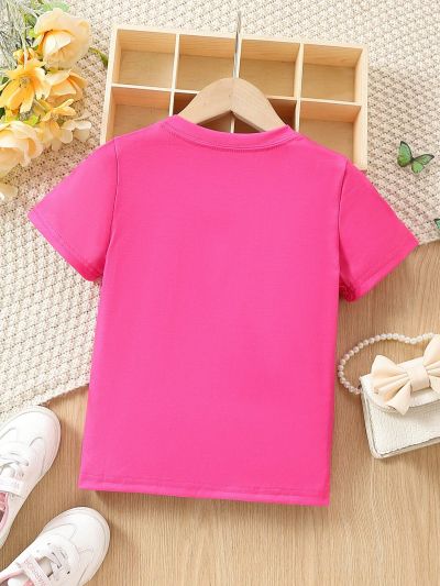 SHEIN Kids EVRYDAY Young Girls' Butterfly Printed Short Sleeve T-Shirt