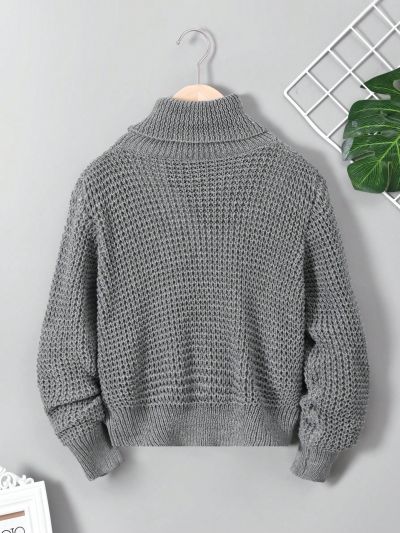 Teen Boy Turtleneck Drop Shoulder Sweater