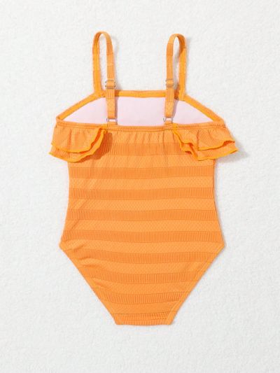 Baby Girl Double Ruffle One-Piece Swimsuit With Shoulder Straps