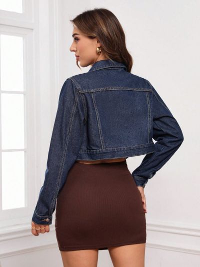 SHEIN Privé Women's Cargo Pocket Denim Jacket