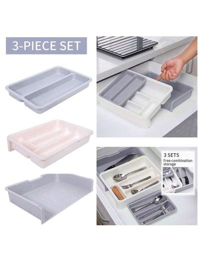 Kitchen Drawer Organizer - Expandable Silverware Organizer/Utensil Holder and Cutlery Tray with Drawer Dividers for Makeup, Stationeryand Kitchen Utensils