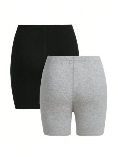 SHEIN Teen Girls' Solid Color Casual Shorts