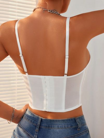 SHEIN Contrast Lace Appliques Bustier Shapewear Top