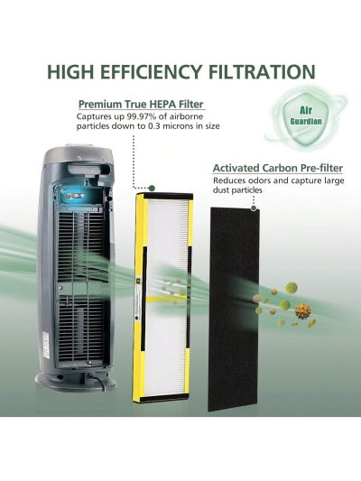 2 Pack FLT4825 True HEPA Filter B Replacement with Activated Carbon Pre-Filters Compatible with Guardian Air Purifier AC4825 AC4300 AC4800 AC4900 AC4850