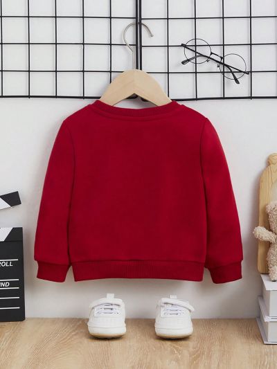 SHEIN Men'S Baby Card Letter Pattern Round Neck Right Shoulder Pullover Sweatshirt