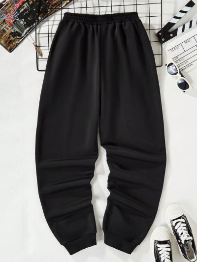 Teenage Boys' Fashionable Long Pants With Letter Print