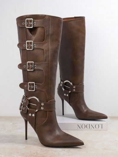 Women'S High Heel Mid-Calf Boots