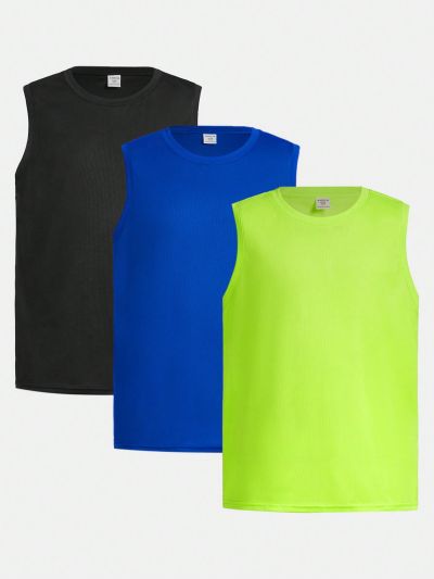 SHEIN Teen Boys' Loose Fit Knit Round Neck Sportswear Three-Piece Set