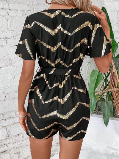 V-Neck Short Sleeve Romper