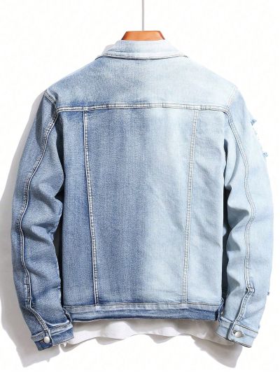 Manfinity Hypemode Men's Color Block Distressed Denim Jacket