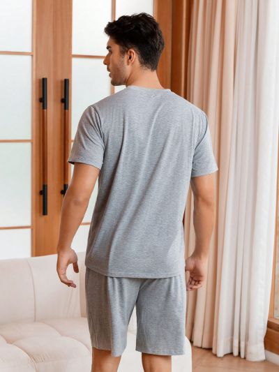 Men Letter Graphic PJ Set