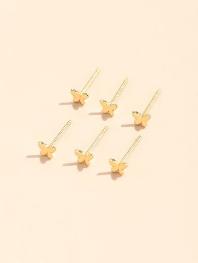 3pairs Butterfly Stud Earrings Copper Jewelry