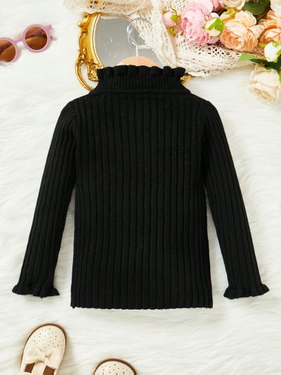 Baby Girls' Solid Color Ruffle Collar Sweater