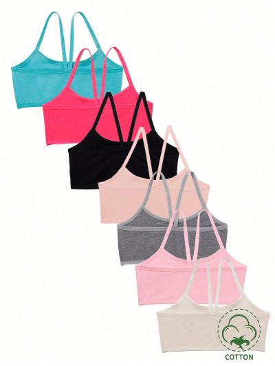 7pcs/Set Solid Color Underwear Set For Teen Girls