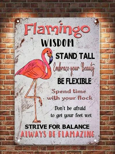 1pc Flamingo Motivational Vintage Metal Tin Sign - Inspirational Indoor Outdoor Wall Art for Home, Bathroom, Garage, Workshop, Restaurant, Cafe, and Bar Decor - Humorous and Unique Design