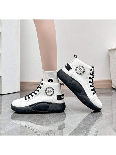 Korean-style High Top White Shoes For Women Students With Thick Platform, Breathable And Smell-free, Fashionable And Versatile Shoes For Women