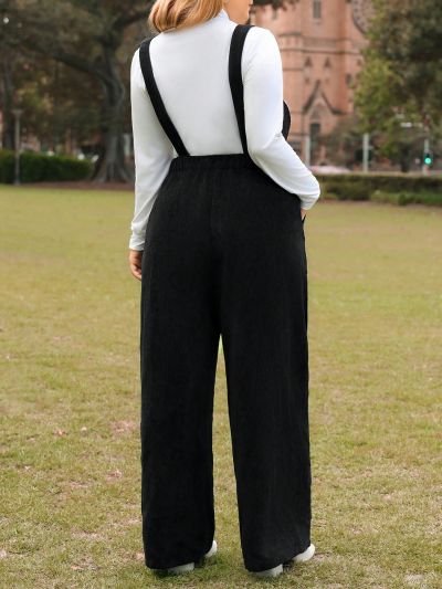 SHEIN Frenchy Plus Size Corduroy Buckle Strap Overalls Jumpsuits