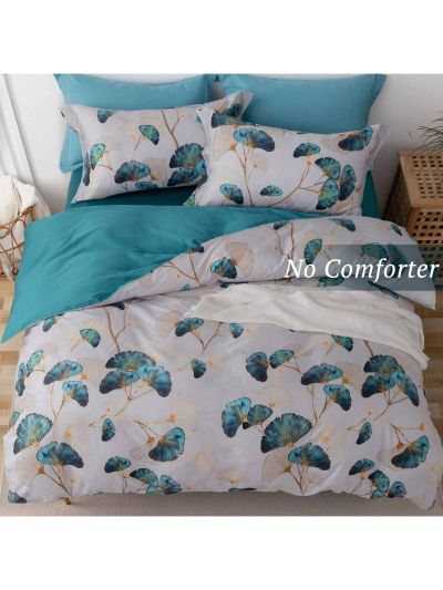 MILDLY Duvet Cover, 100% Egyptian Duvet Cover Set for All Seasons, Fall & Christma Gifts, 3 Piece Nordic Style Leaf Patten Printed Bedding Cover Set with 2 Pillow Shams (No Comforter)
