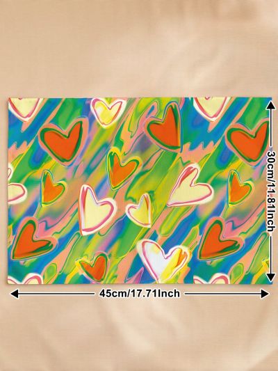 GIOIA TANG 1pc Abstract Hand-Painted Heart Pattern Printed Place Mat, Suitable For Everyday Kitchen, Dining Room Table Decoration