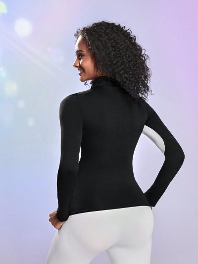 SHEIN Leisure Women's High Neck Long Sleeve Sports Sweatshirt