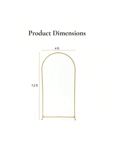 6FTx2.6FT Gold Wedding Arch Backdrop Stand Metal Arched Frame Gold Balloon Arch Stand for Ceremony,Birthday,Wedding Decoration,Gold
