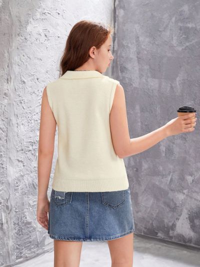 Teen Girls' V-Neck Sleeveless Knit Top