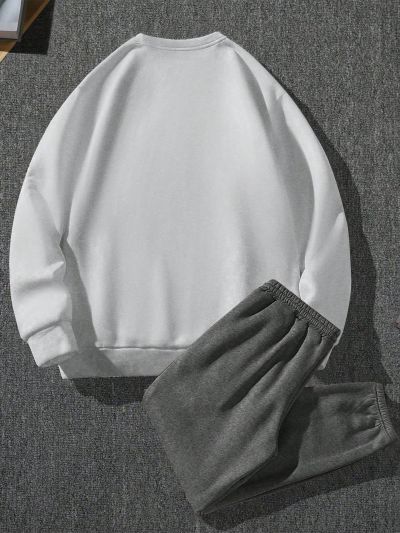 Manfinity Homme Men's Slogan Print Drop Shoulder Hoodie And Pants Set