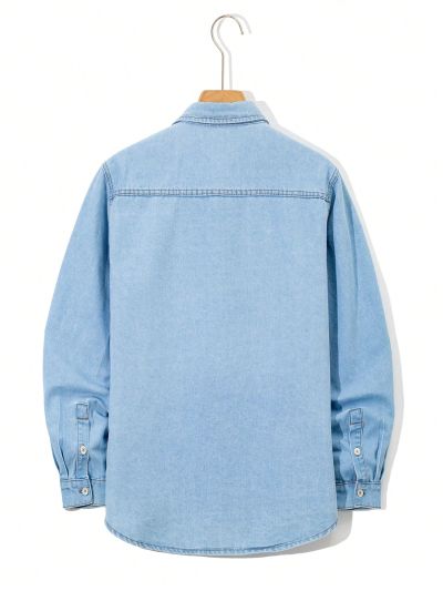 SHEIN Teen Boys' Basic Casual Denim Jacket Without Elasticity