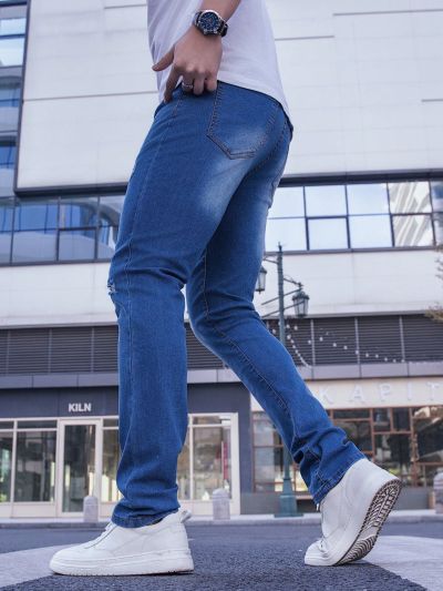 Manfinity Hypemode Men'S Washed Distressed Denim Pants